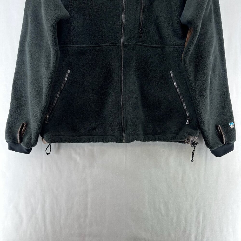 KUHL Jacket Mens Sz M Alpenwurxs Faux Leather Trim Sherpa Fleece Full Zip Black - Picture 5 of 12